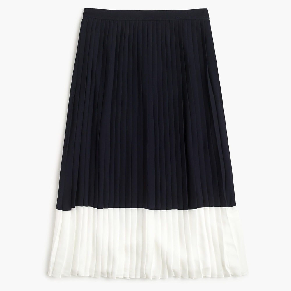 Jcrew Navy colorblock accordion midi skirt